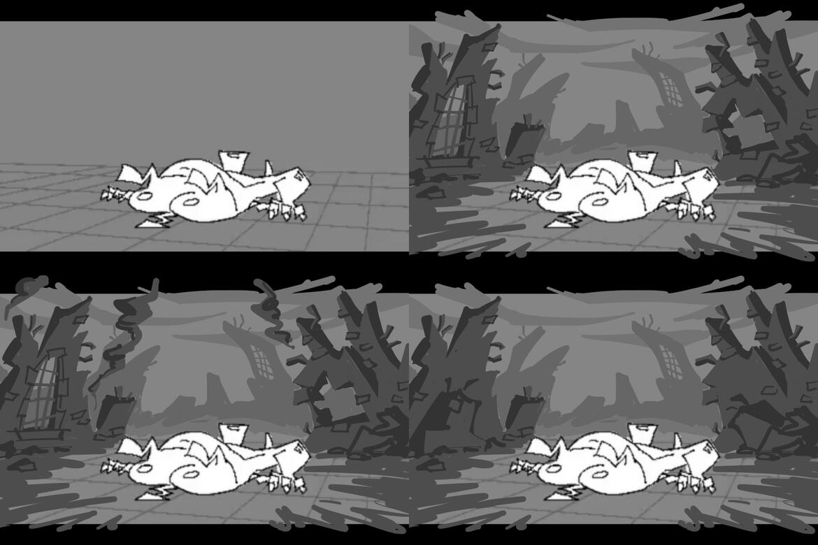 Ending cutscene background plate concepts