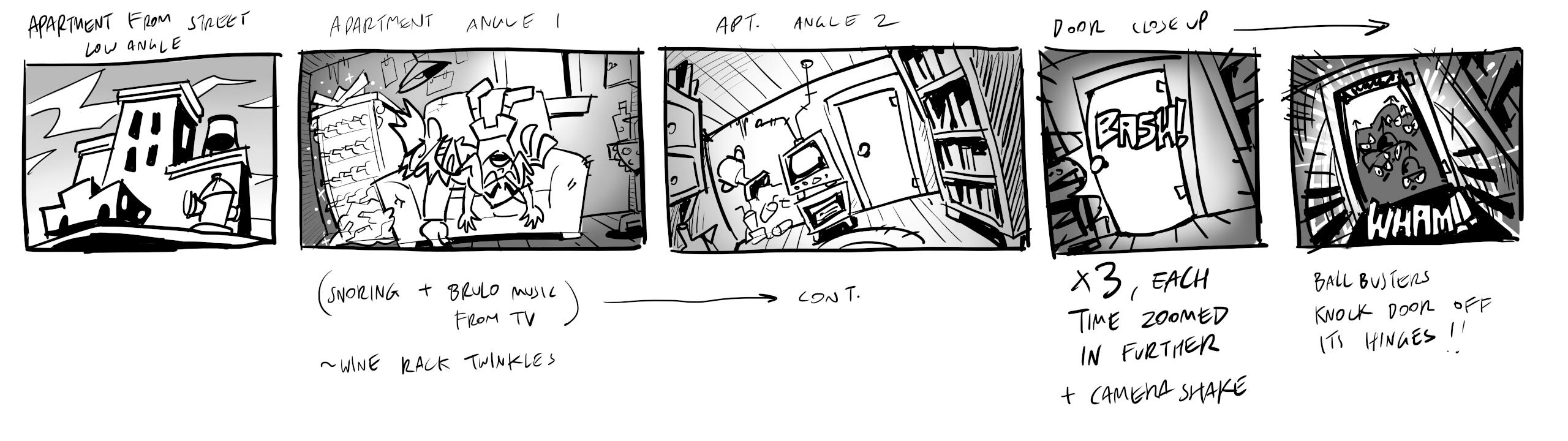 Opening cutscene storyboards 1